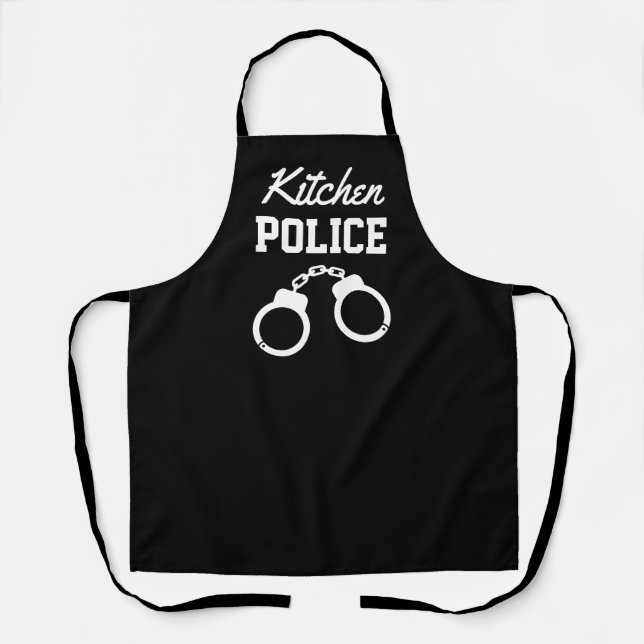 Kitchen police funny handcuff apron for him or her (Front)