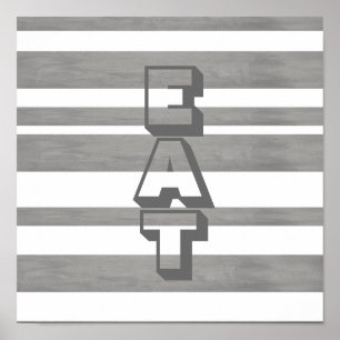 kitchen poster with eat in grey and white