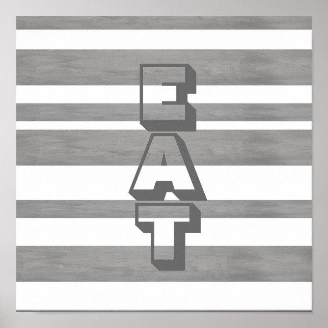 kitchen poster with eat in grey and white (Front)
