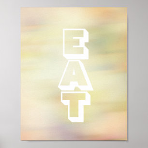 kitchen poster with text eat pastel typography