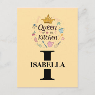 Kitchen Queen Name Monogram Design Holiday Postcard