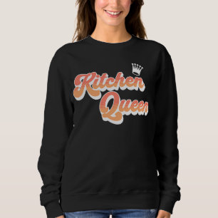 Kitchen Queen Pink Coral Text Crown Cute Cook Sweatshirt