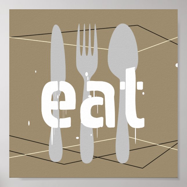 kitchen quote poster eat word art (Front)