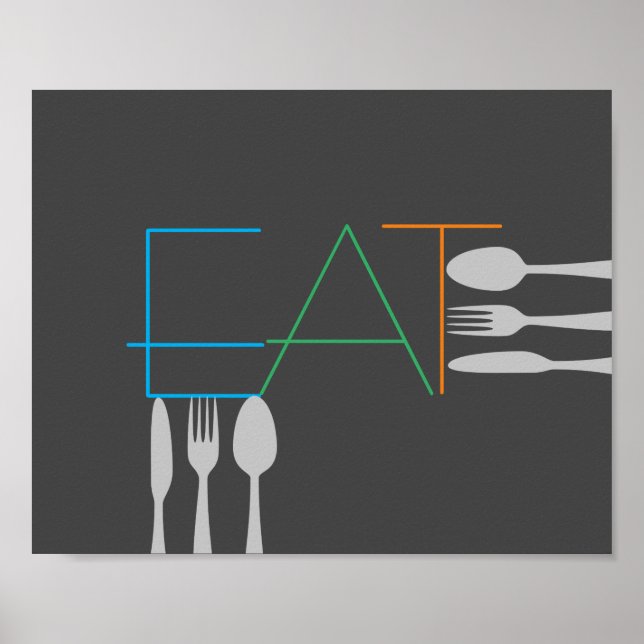 kitchen quote word art modern style eat poster (Front)