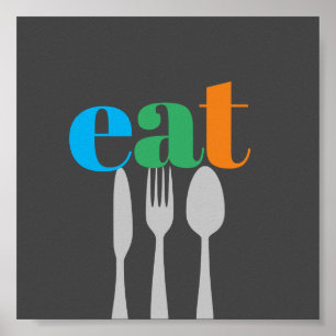 kitchen quote word art modern style eat poster