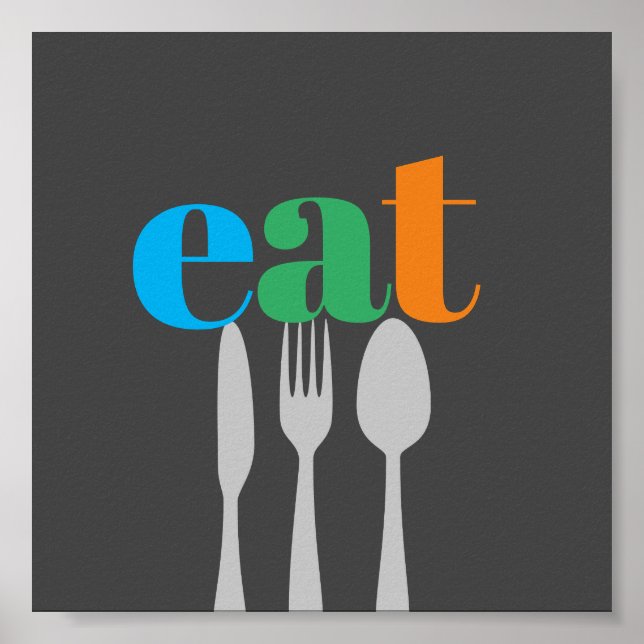 kitchen quote word art modern style eat poster (Front)