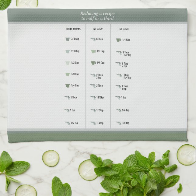 Kitchen Recipe Converter Half & Third in Neutrals Tea Towel (Folded)