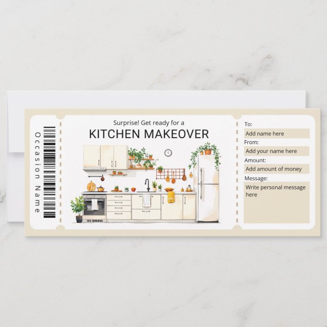 Kitchen Renovation Gift Certificate  Invitation (Front)