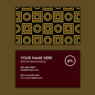Kitchen Renovation Gold Geometric Dark Maroon Business Card