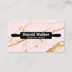 Kitchen Rolling Pin Pink Marble Background Business Card