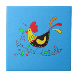 Kitchen Rooster Ukrainian Folk Art Tile