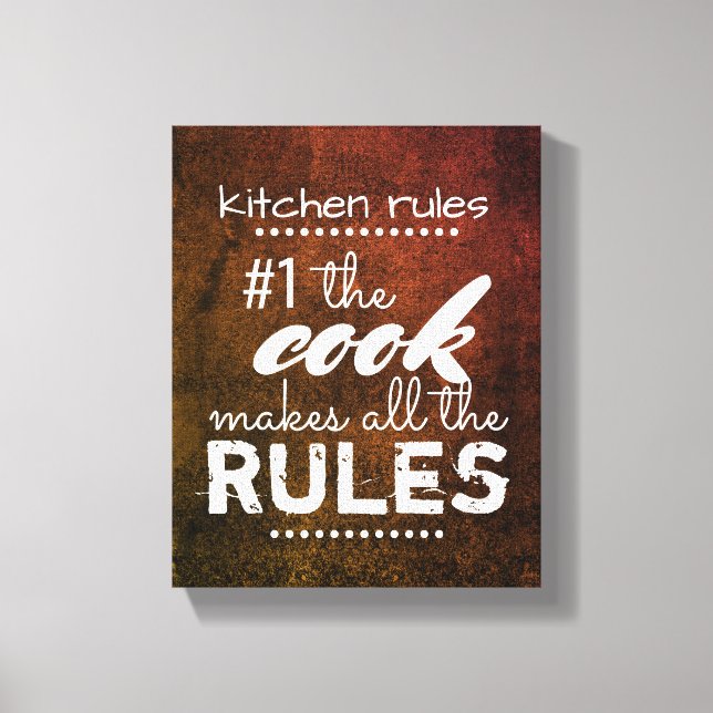 kitchen rules  canvas wall art humour quote (Front)