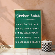 Kitchen Rules Trendy Funny Chalkboard Wall Art
