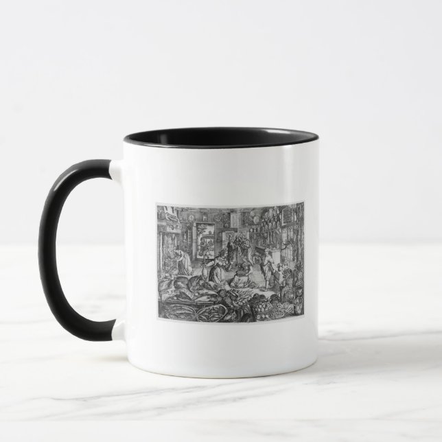 Kitchen scene in the early seventeenth century mug (Left)