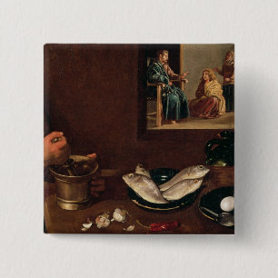 Kitchen Scene with Christ 15 Cm Square Badge