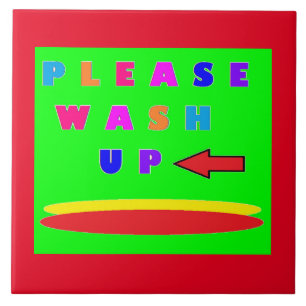 Kitchen sign message with words tile