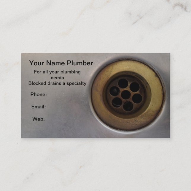 Kitchen sink close up drain plumber perfect! business card (Front)