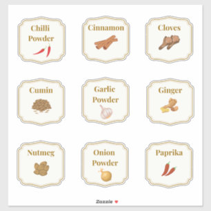 Kitchen Spice Jar Labels Sticker Sheet