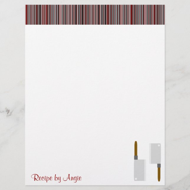Kitchen Stripes Red Recipe Paper (Front)