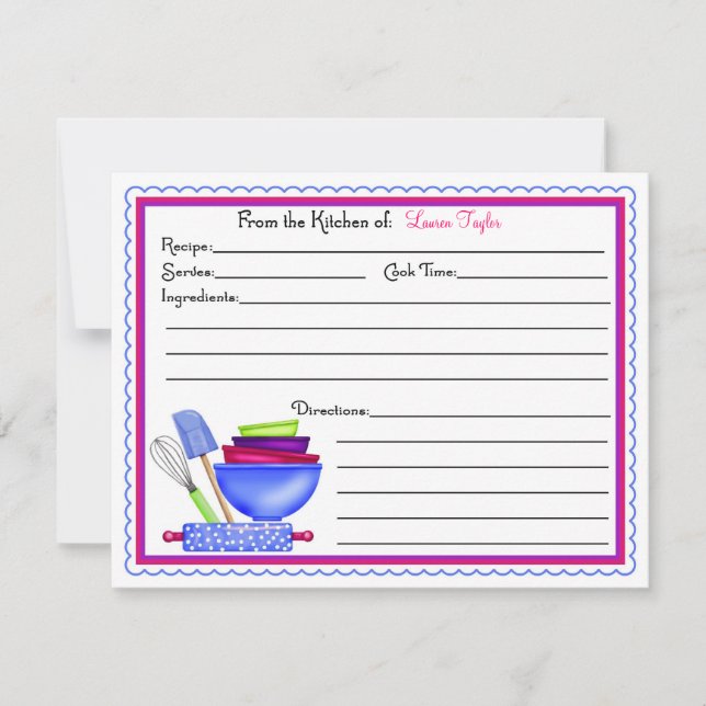 Kitchen Supplies Baking Cooking Recipe Cards (Front)