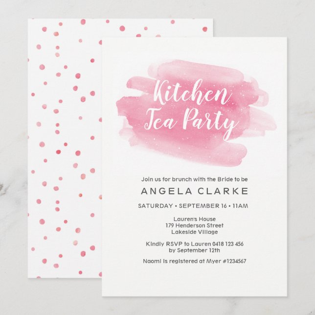 Kitchen Tea Party Bridal Shower Invitation (Front/Back)