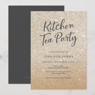 Kitchen Tea Party Invitation - GOLD glitter