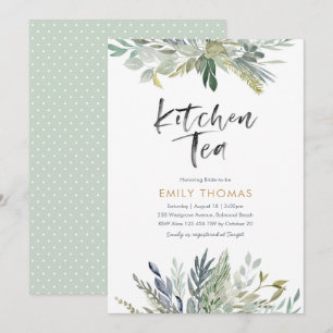 Kitchen Tea Party Invitation Green foliage