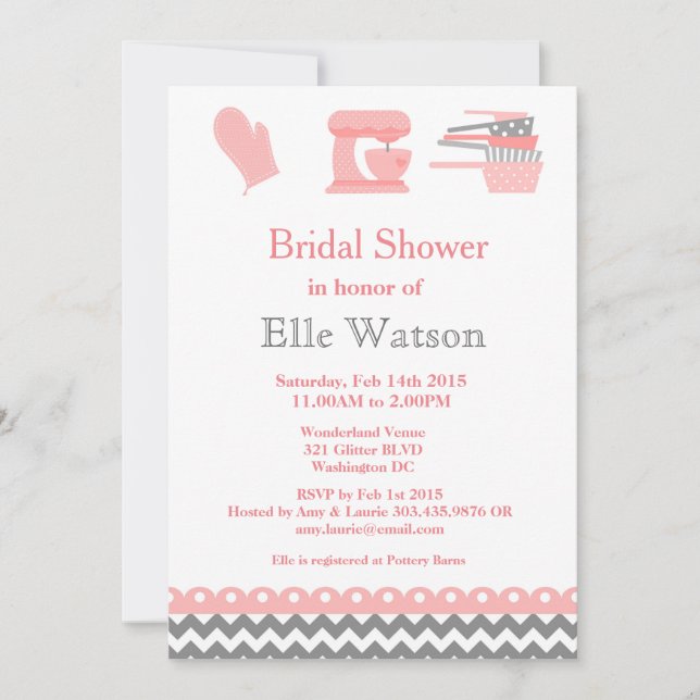 Kitchen Themed Bridal Shower Invitations, Custom Invitation (Front)