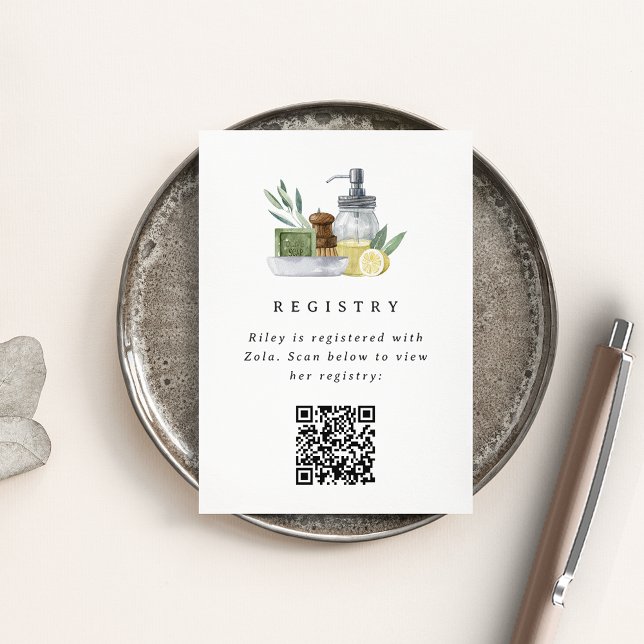 Kitchen-Themed Bridal Shower Registry QR Code Enclosure Card (Creator Uploaded)