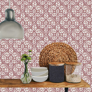 Kitchen tile, Rose Red and white leaf Tile