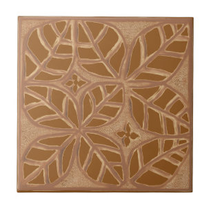  Kitchen tile, Russet brown and copper leaf Tile