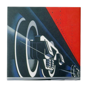 Kitchen Tile Train Locomotive Vintage Art Deco