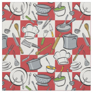 Kitchen Tools Check Fabric