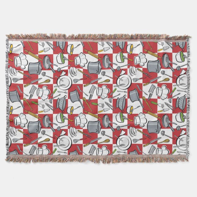 Kitchen Tools Check Throw Blanket (Front)