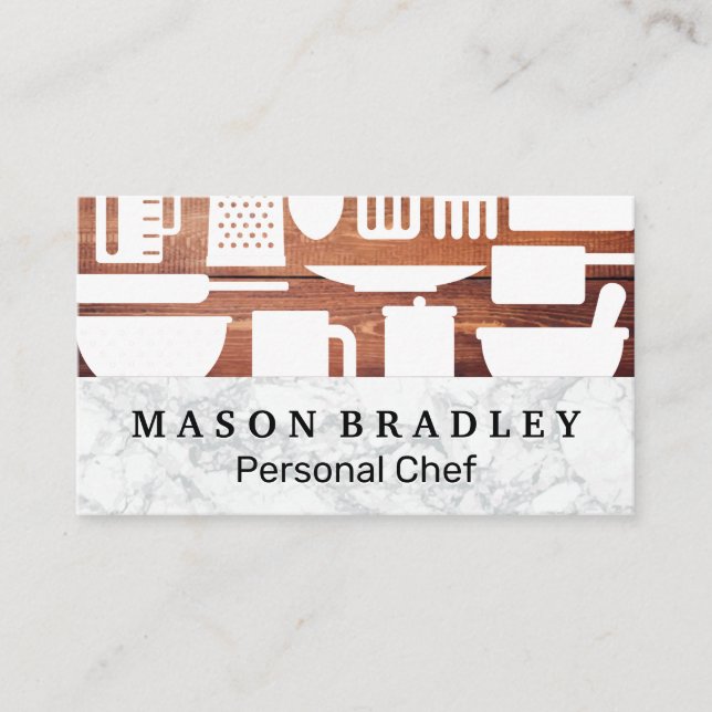 Kitchen Tools | Marble | Wooden Boards Business Card (Front)