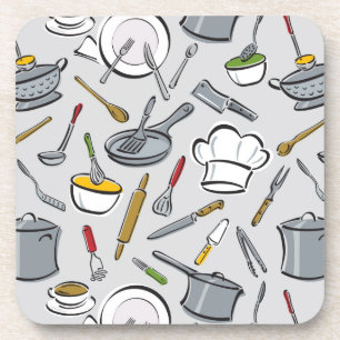 Kitchen Tools Pattern Coaster