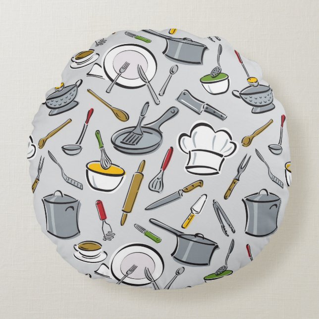 Kitchen Tools Pattern Round Cushion (Front)