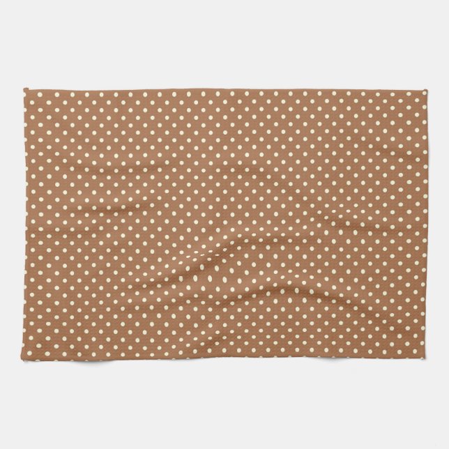 Kitchen Towel 16x24 Dots Dark Brown Cream (Horizontal)