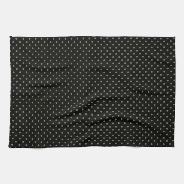 Kitchen Towel 16x24 Dots Dark Green Black (Horizontal)