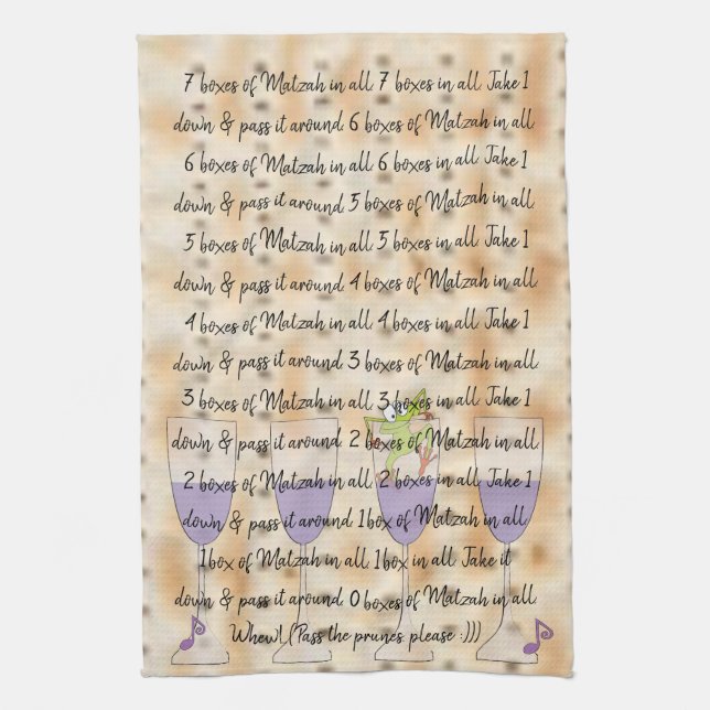 Kitchen Towel "7 Boxes of Matzah in All " (Vertical)