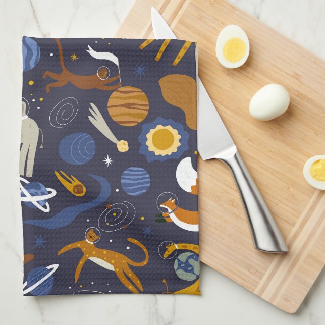 Kitchen towel Animals Outer Space (Quarter Fold)