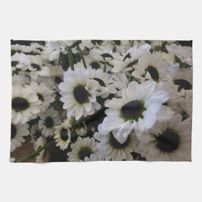 Kitchen Towel - Black & White Daisies (Horizontal)