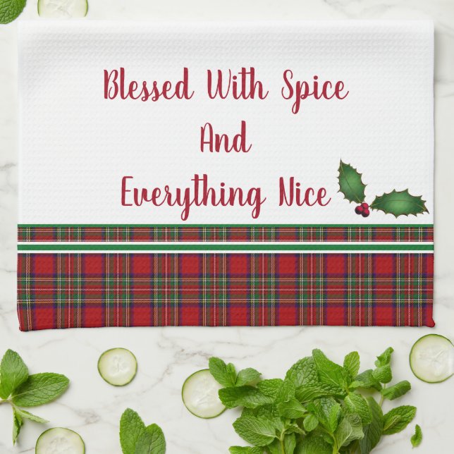 Kitchen Towel-Blessed With Spice and Everything Tea Towel (Folded)