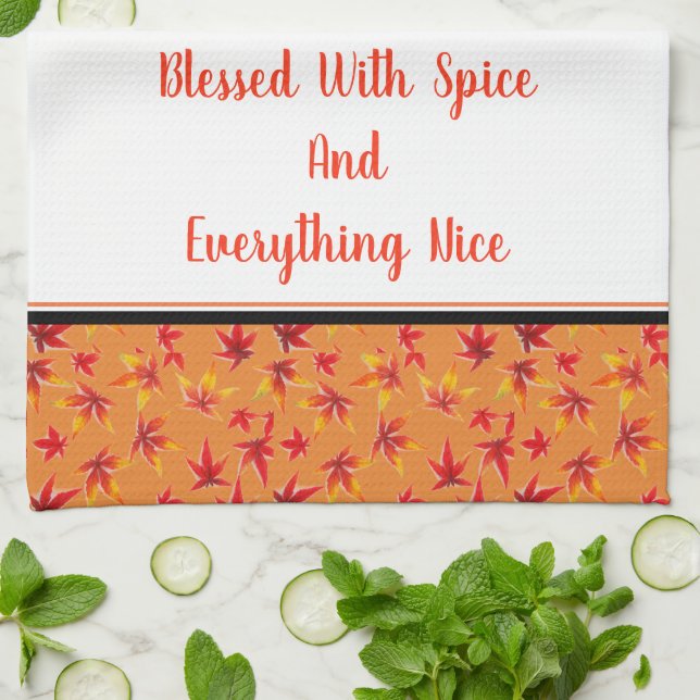 Kitchen Towel-Blessed With Spice and Everything Tea Towel (Folded)