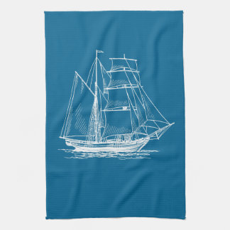 Kitchen towel  Blue sail boat ship nautical
