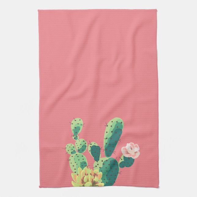 Kitchen Towel Bohemian Cactus Succulents Dessert C (Vertical)