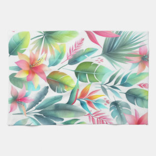 Kitchen Towel Bright Colourful Tropical Leaves