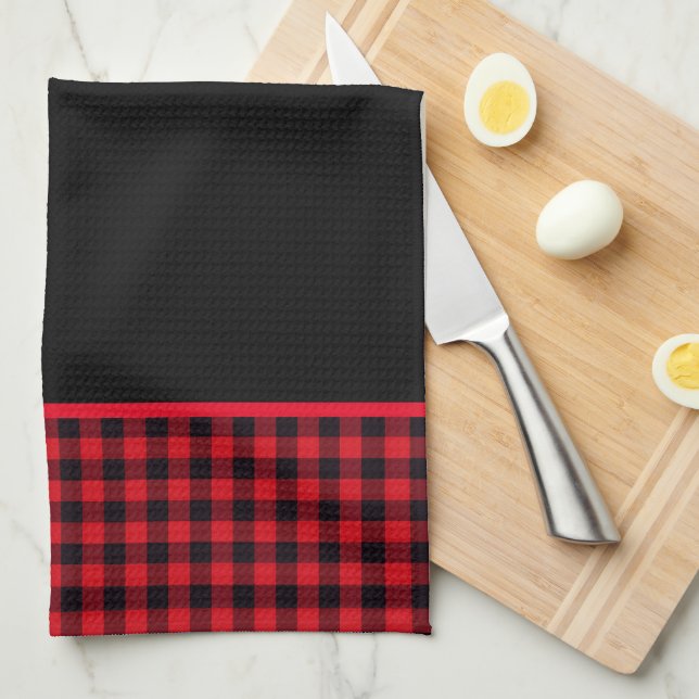 Kitchen Towel-Buffalo Plaid Merry Christmas Tea Towel (Quarter Fold)