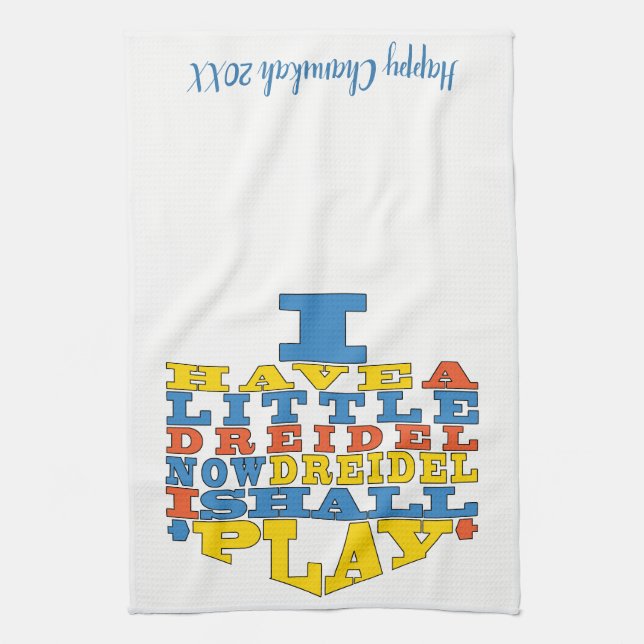 Kitchen Towel "Chanukah/Dreidel Play" (Vertical)