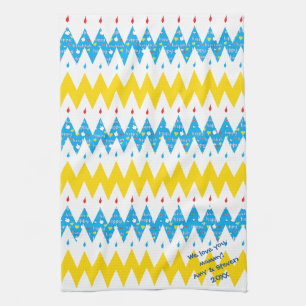 Kitchen Towel "Chevron/Hanukkah Happy" Dish Towel